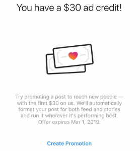 Instagram ad coupon