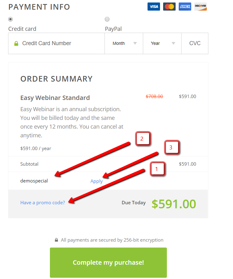 EasyWebinar annual discount Standard plan