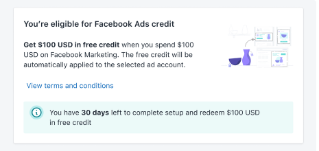 Facebook ad credit for shopify users